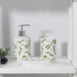 Изображение продукта Набор аксессуаров для ванной комнаты Доляна «Эвкалипт», 3 предмета (мыльница, дозатор для мыла, стакан)