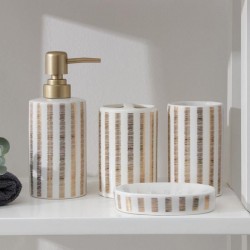 Изображение продукта Набор аксессуаров для ванной комнаты «Мокко», 4 предмета (мыльница, дозатор для мыла 450 мл, 2 стакана), цвет белый